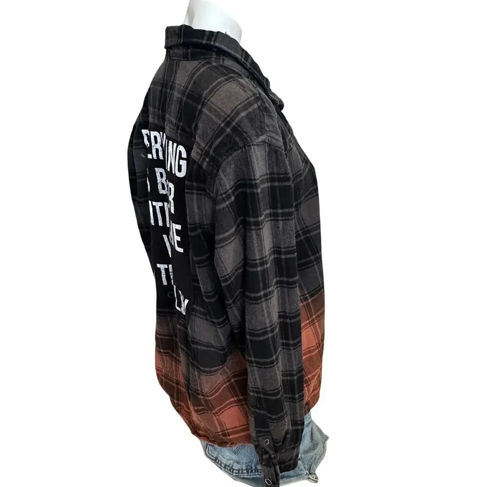 Some Wine In the Belly Plaid Flannel Shirt MEDIUM Oversize Unique Game of Throne - Picture 3 of 6